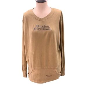 HARLEY-DAVIDSON‎ Tan Long Sleeve Pullover - Size 2XL